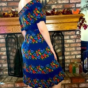 Midi blue and floral dress by Old Navy size XS